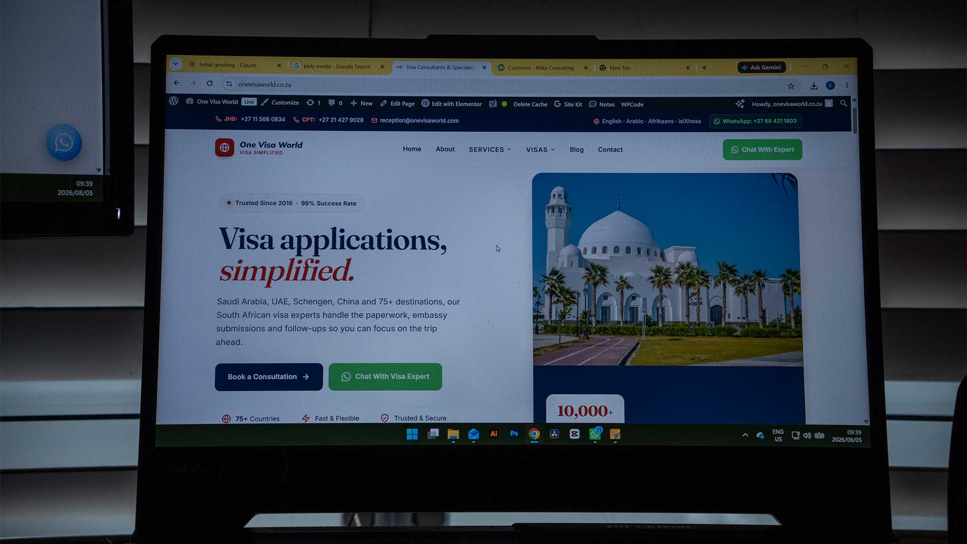 Website designed by Pixly Media for One Visa World